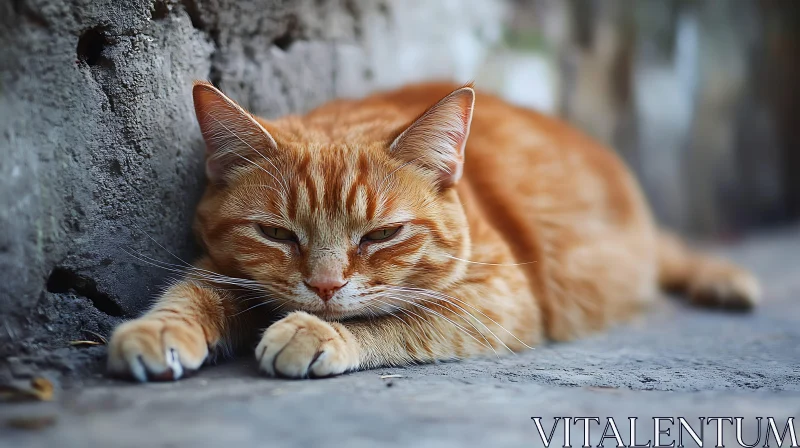 Relaxed Ginger Cat AI Image