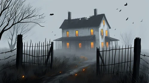 Eerie Haunted House Digital Painting | Mystery Art