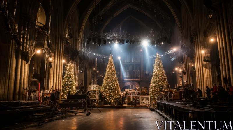 Enchanting Christmas Concert with Captivating Christmas Trees AI Image