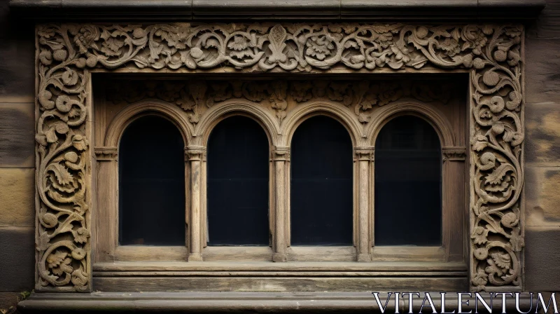 Intricate Wooden Window Design AI Image