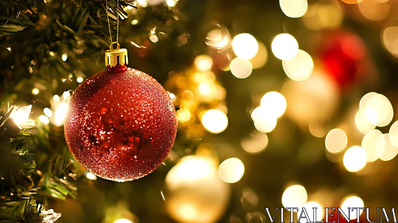 Festive Holiday Ornament with Warm Bokeh Lights AI Image