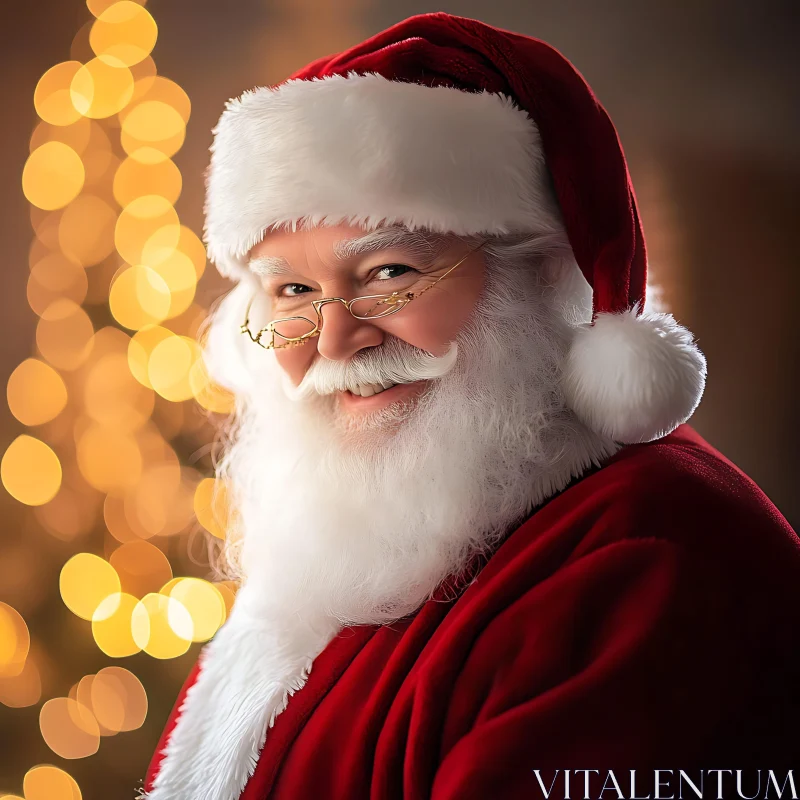 Cheerful Santa in Festive Ambience AI Image