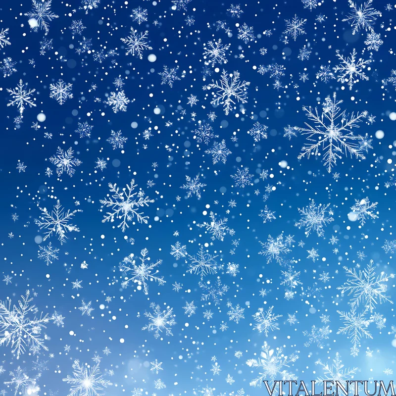 Delicate Snowflakes in a Cold Winter Sky AI Image