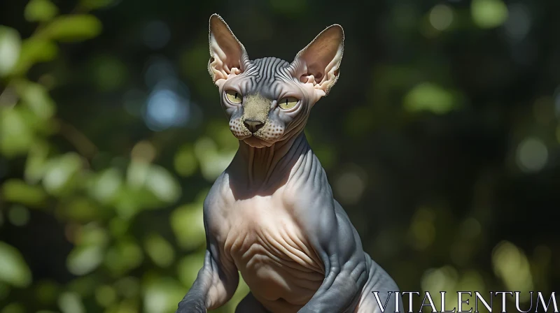 Hairless Sphynx Cat in Natural Setting AI Image