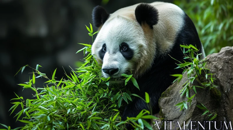 Close-up of a Majestic Giant Panda Eating Bamboo - Nature Photography AI Image