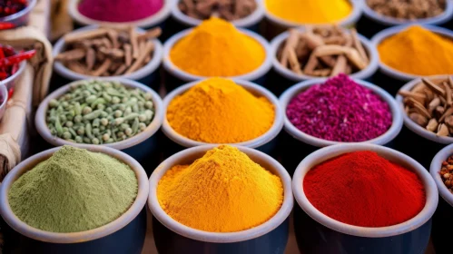 Colorful Spice Selection in Various Bowls - Vibrant and Cultural