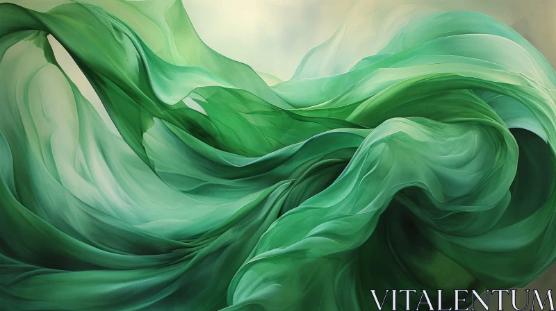 AI ART Ethereal Green Scarf Abstract Painting