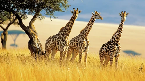 Majestic Giraffes in Natural Habitat