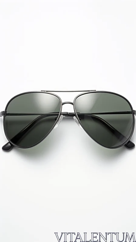 Stylish Black Aviator Sunglasses with Green Lenses AI Image
