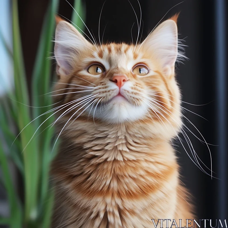 Ginger Feline Close-Up Portrait AI Image