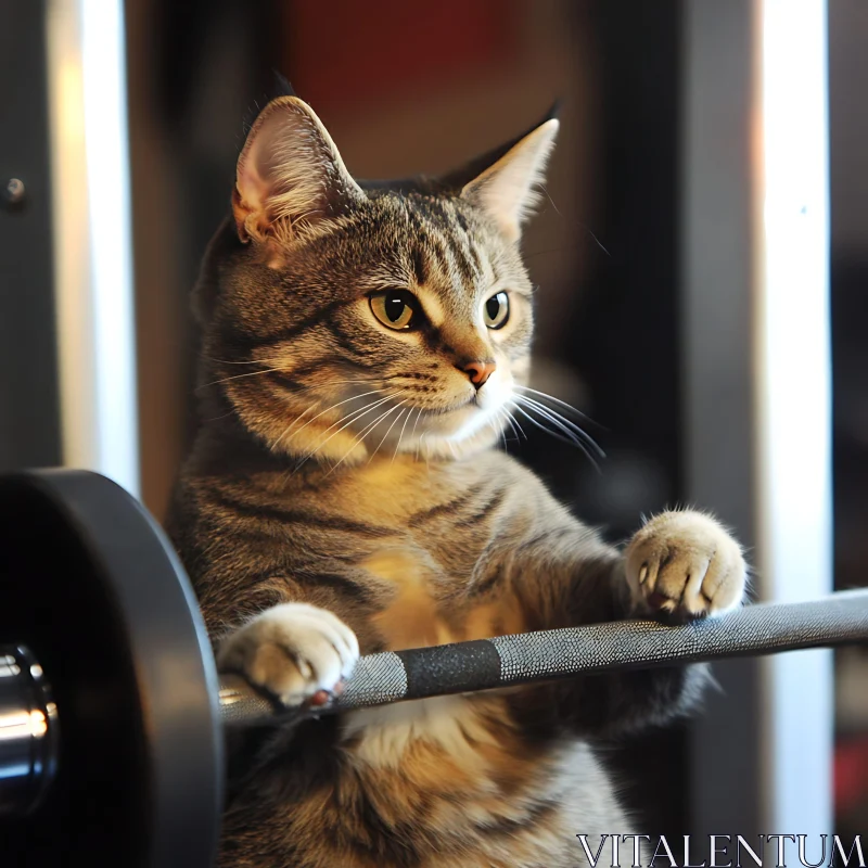 Cat Weightlifting at the Gym AI Image