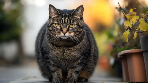 Garden Portrait of a Tabby Cat