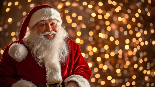 Santa Claus with Golden Bokeh Lights