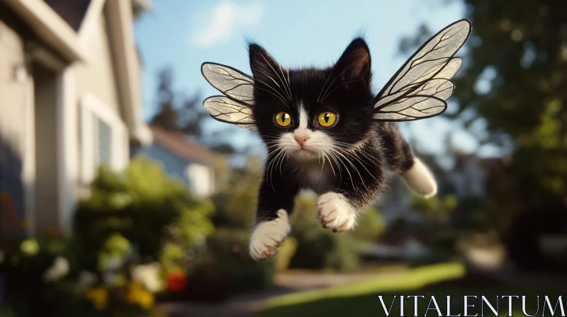 AI ART Floating Kitten with Wings