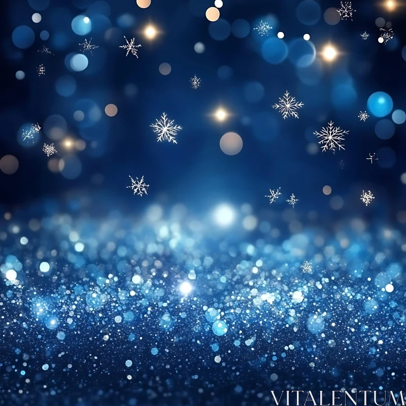 Glowing Snowflakes and Sparkling Bokeh AI Image