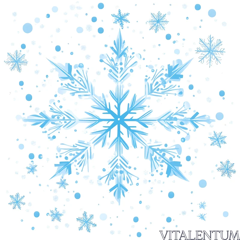 Detailed Blue Snowflake Artwork AI Image