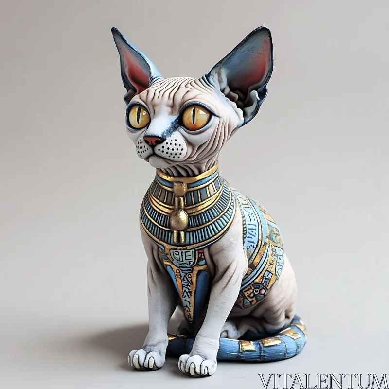 Intricately Decorated Sphinx Cat Figurine AI Image