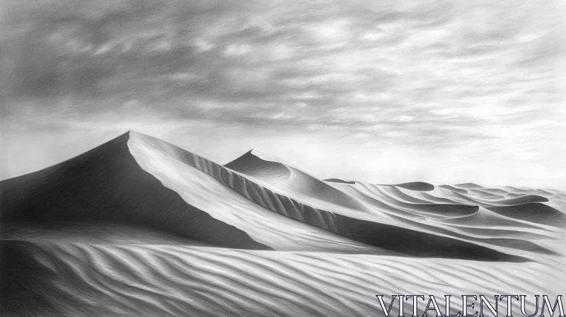 AI ART Endless Desert Sand Dunes in Monochrome