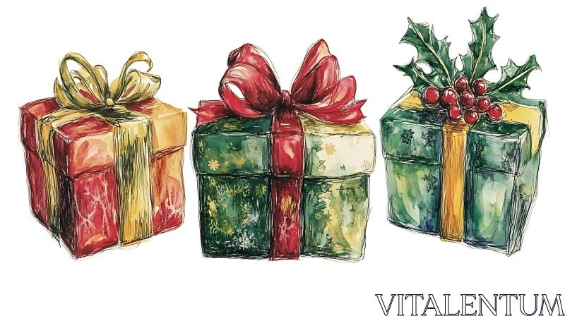 AI ART Festive Holiday Presents with Intricate Wrapping