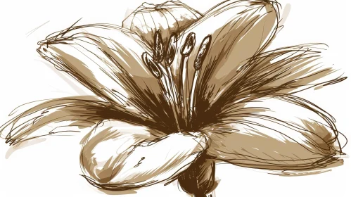 Exquisite Lily Flower Digital Drawing - Realistic Style