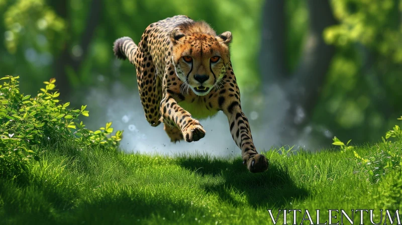 Graceful Cheetah Running in the Savanna | Wildlife Photography AI Image