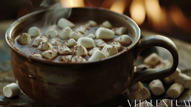Warm and Inviting Image of Steaming Hot Chocolate with Marshmallows AI Image
