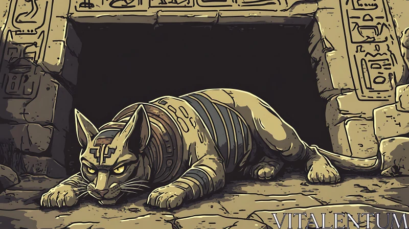 Ancient Egyptian Guardian Cat AI Image