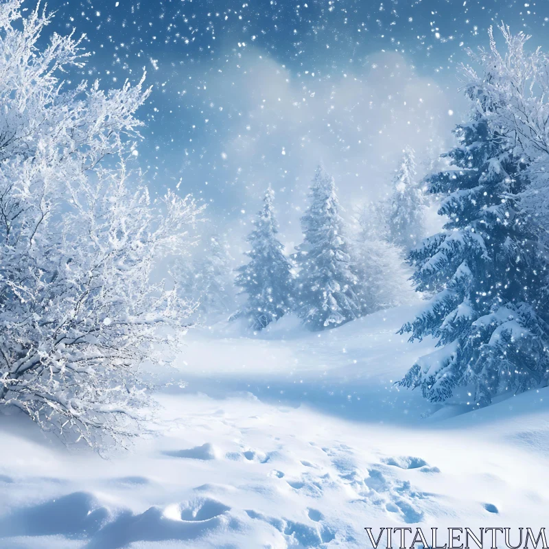 Winter Forest Covered in Snow AI Image