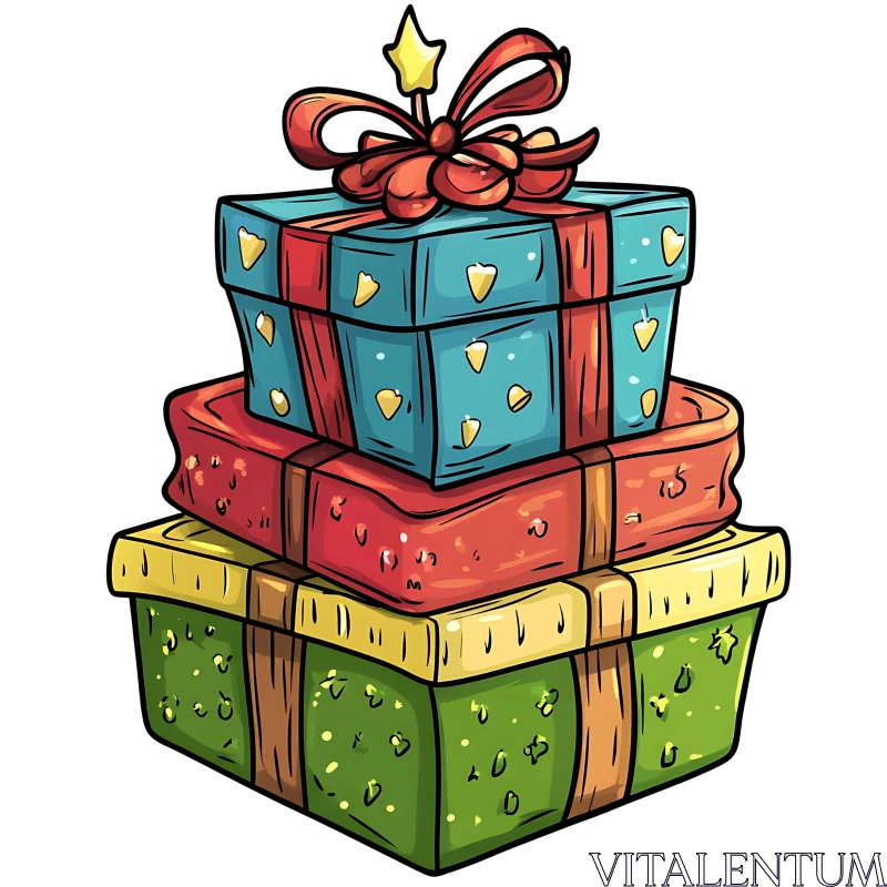 Vibrant Illustrative Gift Stack AI Image