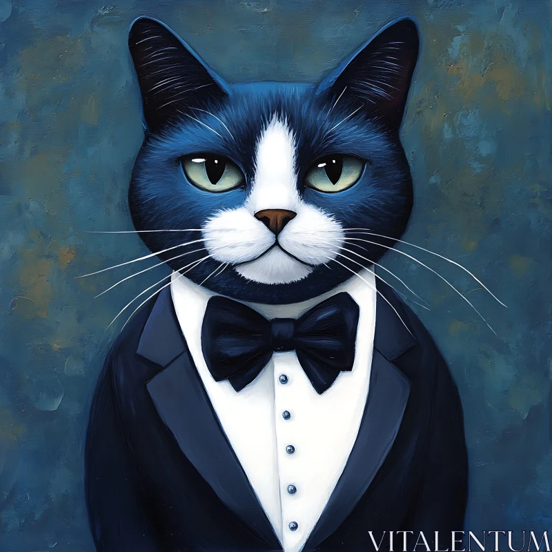 Black and White Cat in a Tuxedo AI Image