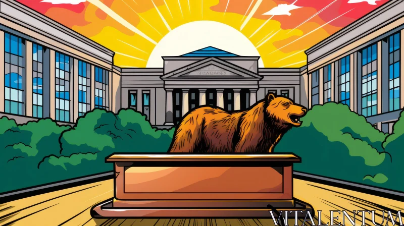 Bear in Monumental Political Illustration AI Image
