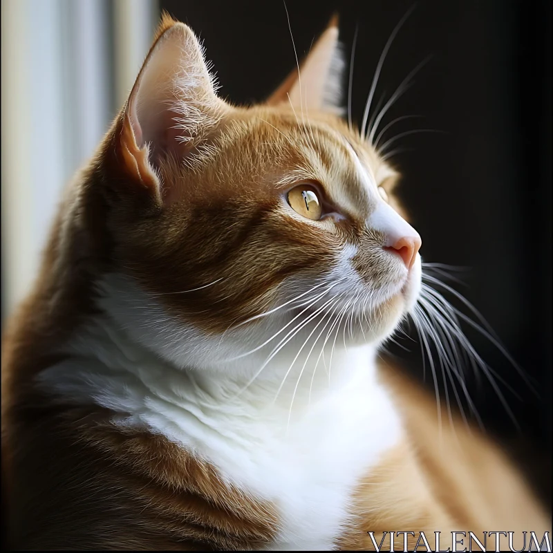 Close-up of a Ginger and White Cat AI Image