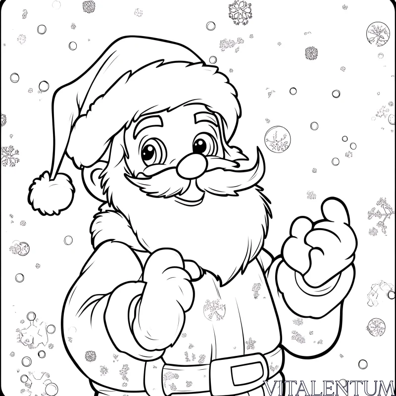 Jolly Santa Claus Black-and-White Artwork AI Image