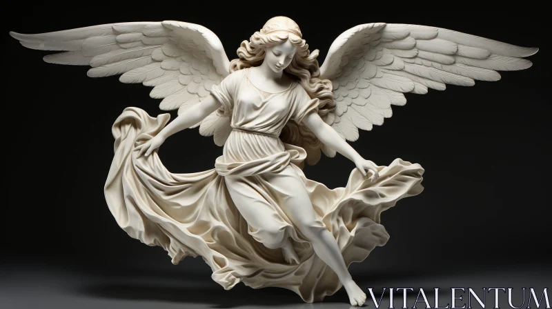 Graceful White Marble Angel Statue AI Image