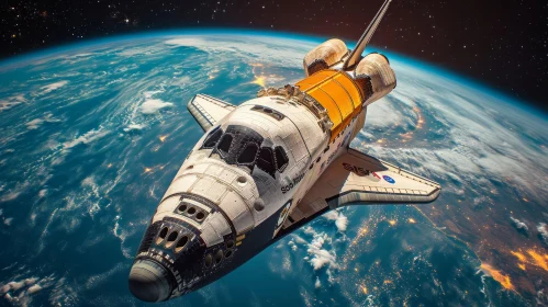 Space Shuttle Orbiting in Realistic Color Schemes - Rusty Debris