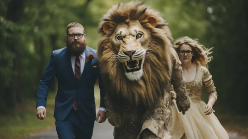 Wedding Adventure with Lion: A Unique Portrayal