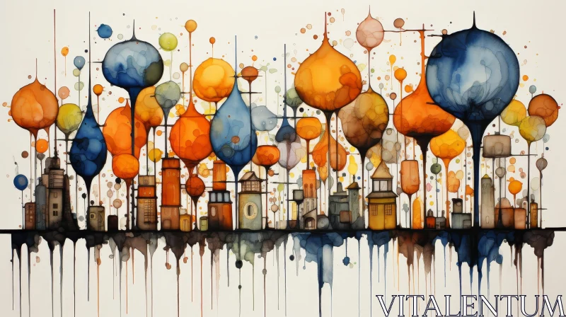 AI ART Whimsical Cityscape Watercolor Painting