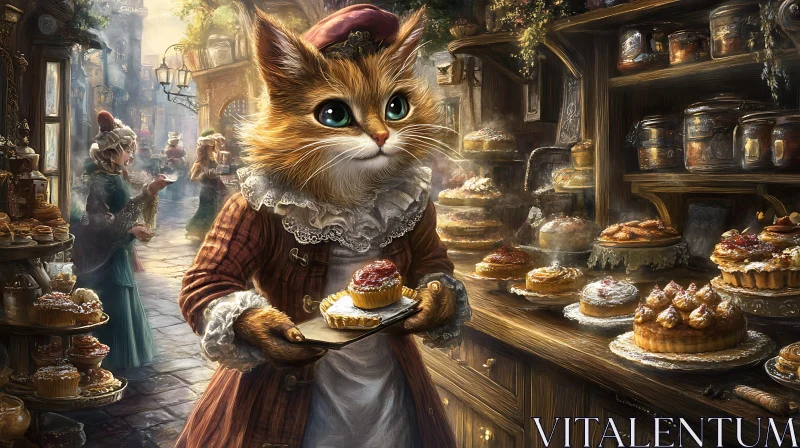 Fantasy Victorian Cat Baker AI Image