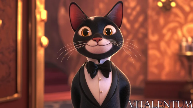 Animated Tuxedo Cat AI Image