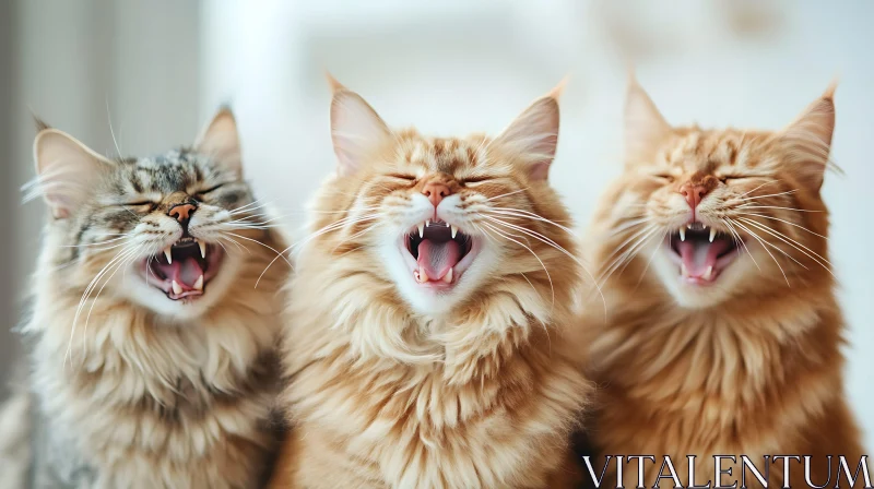 AI ART Joyful Trio of Maine Coon Cats