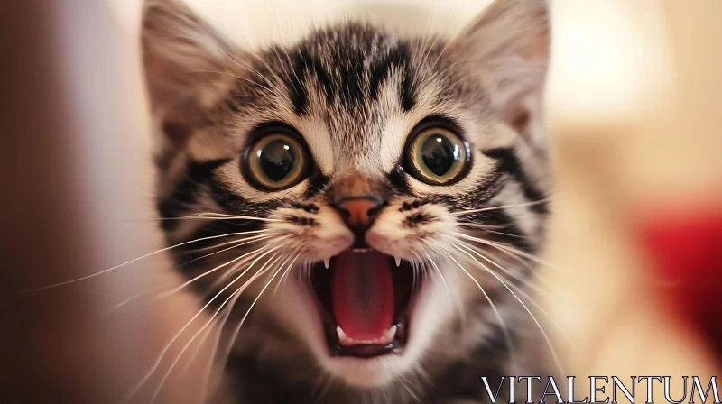 AI ART Expressive Kitten with Open Mouth