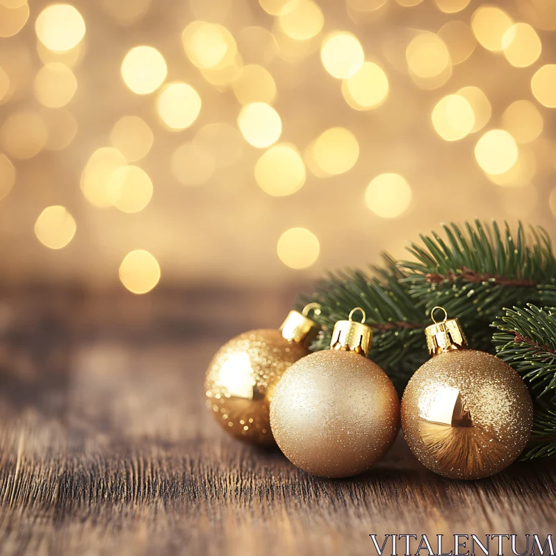 Elegant Christmas Decorations with Sparkling Lights AI Image