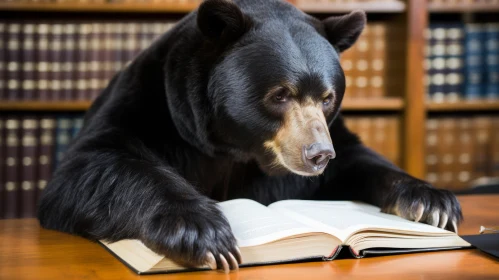 Black Bear Engrossed in Reading at Law Office - An Intersection of Verdadism and Petcore