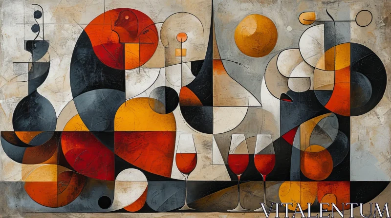 AI ART Colorful Abstract Painting with Geometric Elements