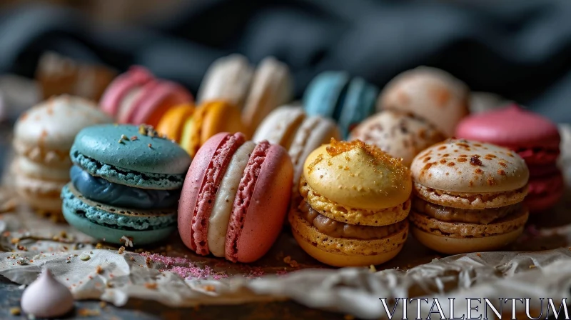 Colorful Macarons on White Surface | Delicious Flavors AI Image