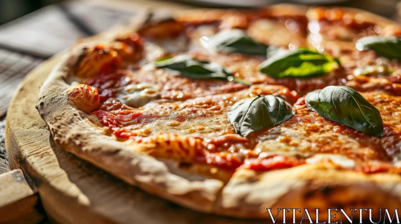 Delicious Pizza on Wooden Cutting Board - Artistic Food Photography AI Image
