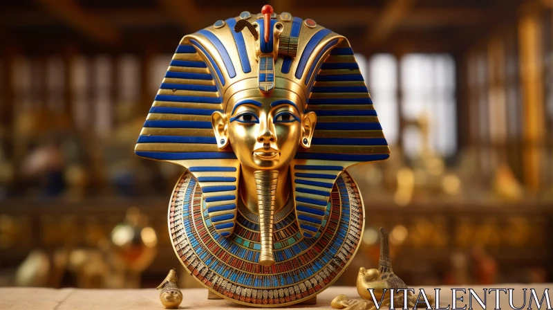 AI ART Golden Mask of Tutankhamun: Ancient Egyptian Pharaoh's Iconic Artifact