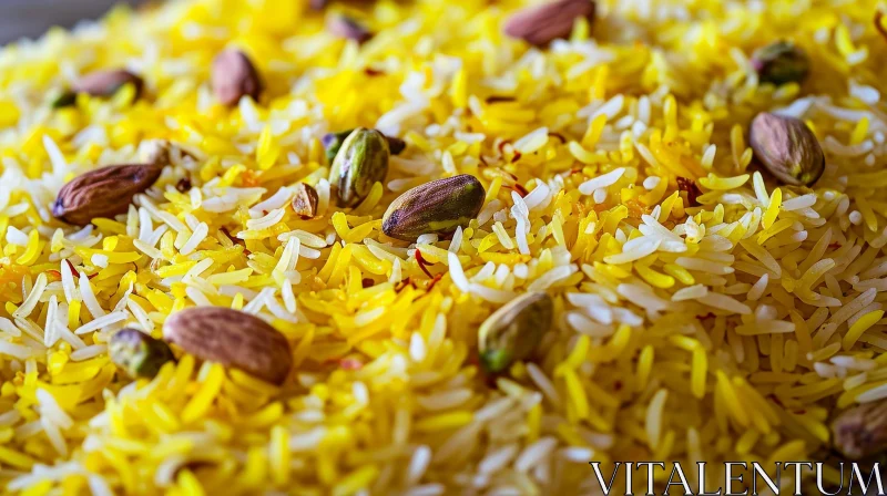 Plate of Rice with Pistachios and Almonds | Close-up Image AI Image