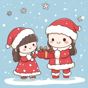 Children in Santa Costumes with Christmas Gifts