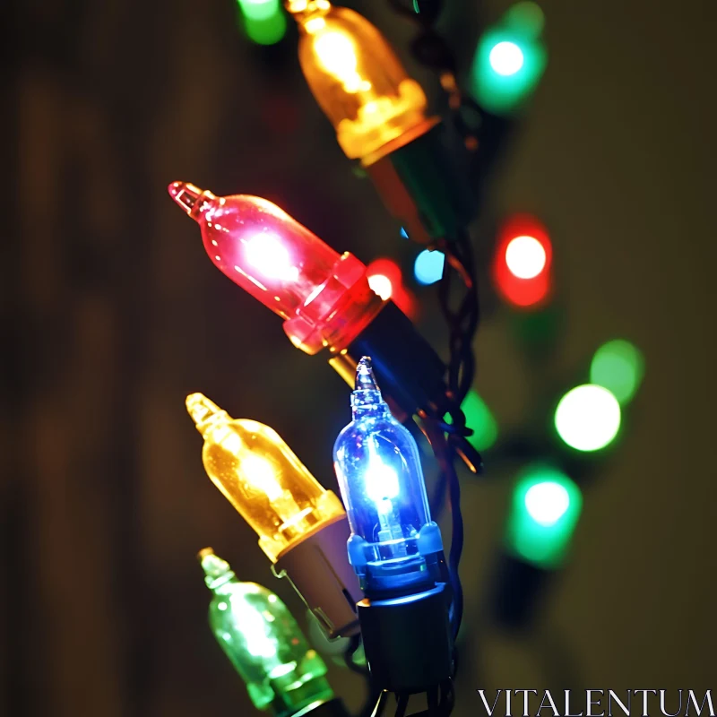 Festive Holiday Lights Close-Up AI Image